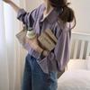 2024 French Chic Women's Long Sleeve Lapel Shirt - Elegant Korean Style, Solid Color, Autumn Fashion