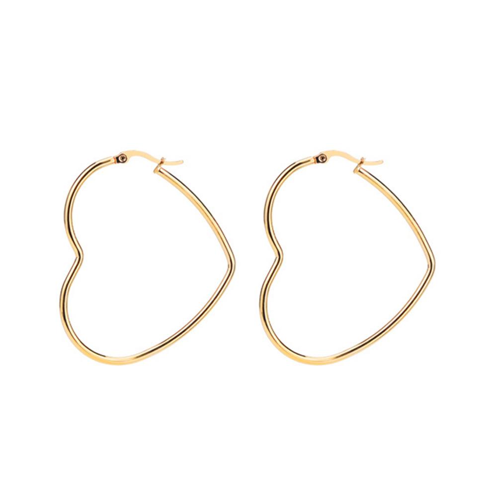 

1 Pair Heart Shape Creole Hoop Earrings Female Gold Color Stainless Steel Smooth Big Earrings For Women Party Jewelry Gift 2025