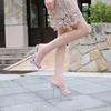 Fashion European and American Nightclub Car Model Catwalk Transparent Rivet Crystal Heel Platform High Heel Sandals Platform Slippers