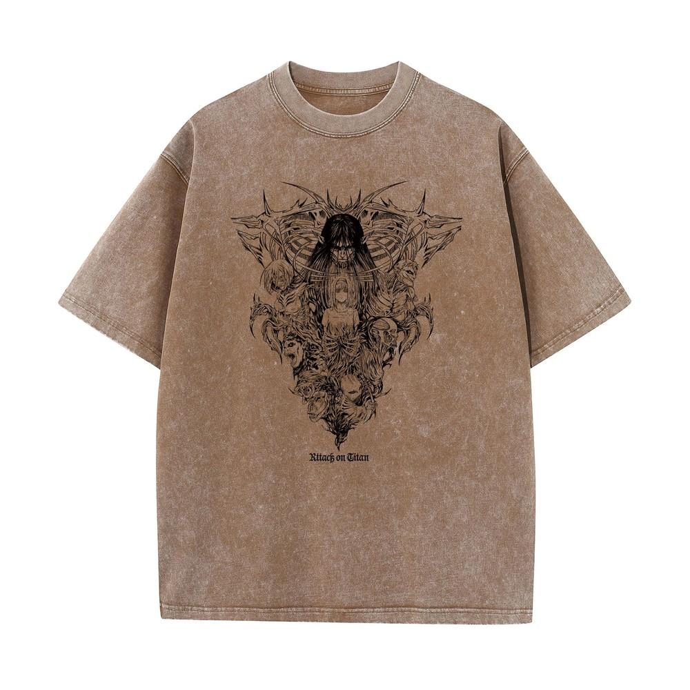 Mens Attack on Titan Anime TShirt Oversized Cotton Tee Streetwear Hip Hop
