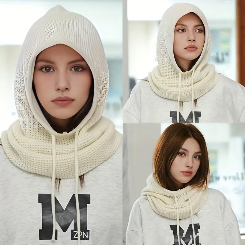 Dzianinowy szalik z kapturem dla kobiet Jesień i Zima Gruby i Ciepły Z nausznikami