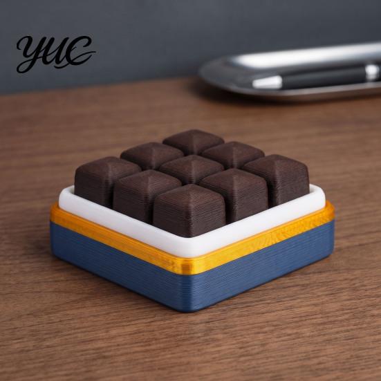 Stress Relief Toys 3D Printed 9-Square Fidget Clicker Toy, Simulation Fruit Cookie Pressing Portable Desk Fidgets Keychain, Click Desktop Ornament,