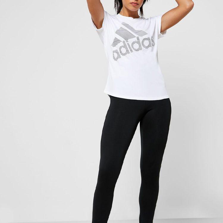 adidas T Shirts Women's White Crew Neck Moderate Cinched Waist EB4501