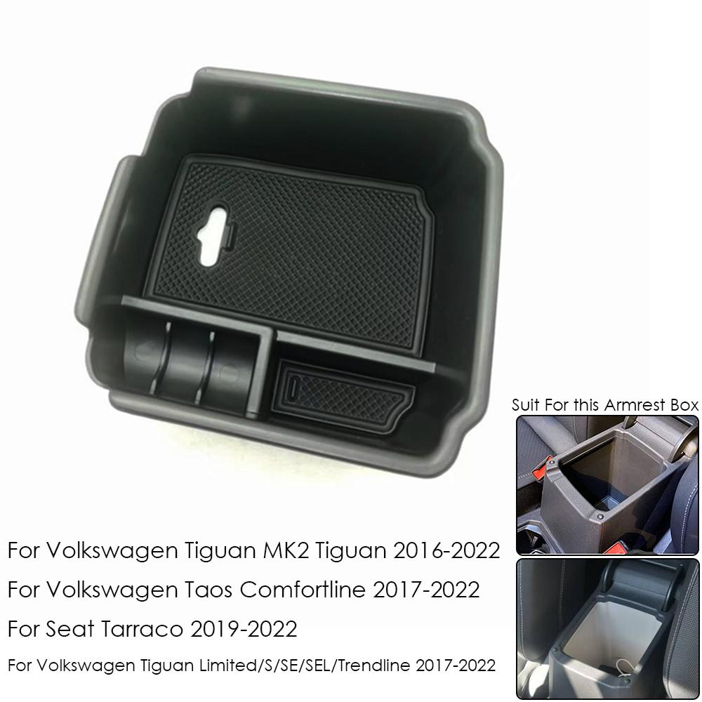 For Volkswagen VW Tiguan Mk1 Mk2 Taos Seat Tarraco Car Accessories Armrest Storage Box Tray Container Console Organizer Pallet