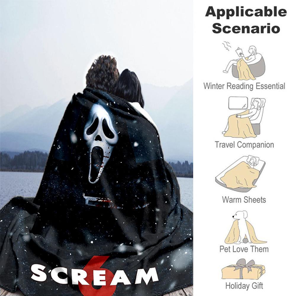 1 Stück ScreamHorror Outdoor-Decke, leichte Flanelldecke, weich & warm, Ganzjahresnutzung für Sofa, Außenbereich, Camping, Wohnzimmer, Büro, Stuhl