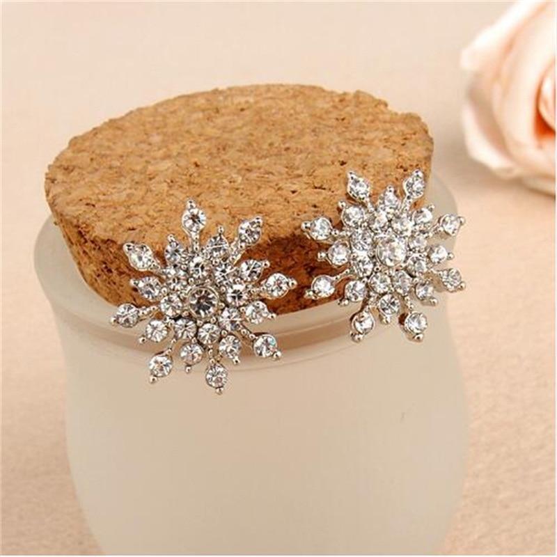 BELLA BOX Octagonal Snow Flower Design Shine Women Stud Earring Romantic Wedding Bridal Earring Delicate Gift For Girl New Arrival