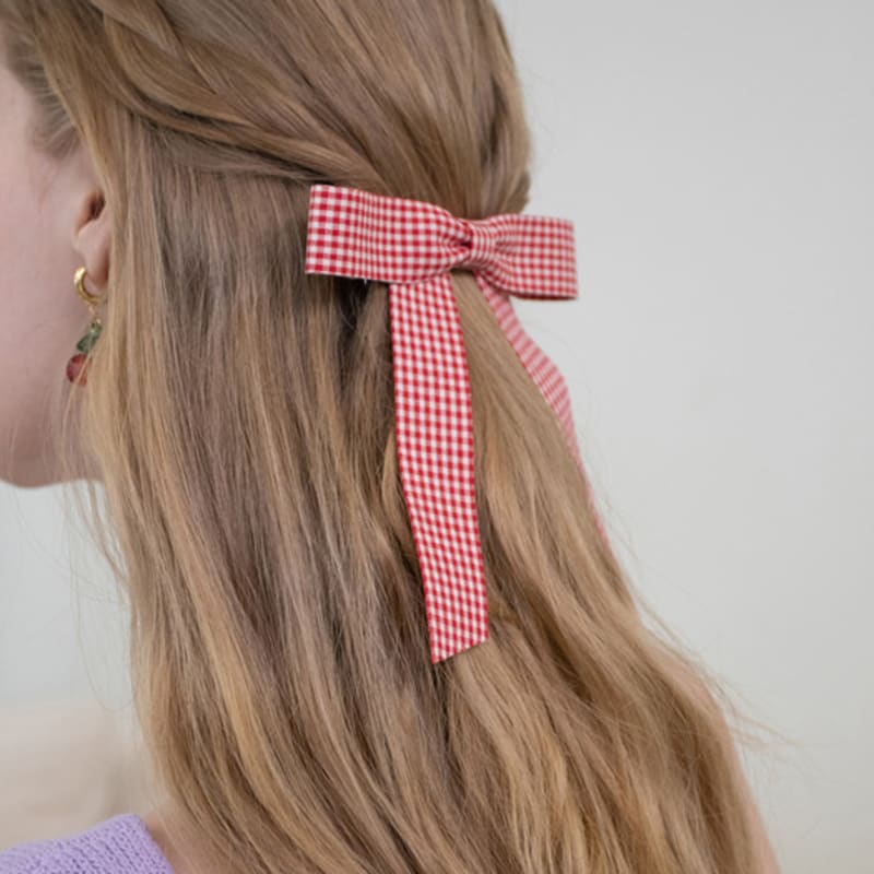 FANTASTIC PLANET Gingham Check Ribbon Hair Pin (4colors)