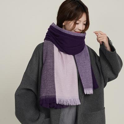 Autumn Winter Double-sided Color-blocked Women Scarf Imitation Cashmere Female Versatile High-end Warm Shawl