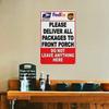 Warning Sign Package Alert Front Yard Metal Tin Art 8x12 Inch Secure Delivery