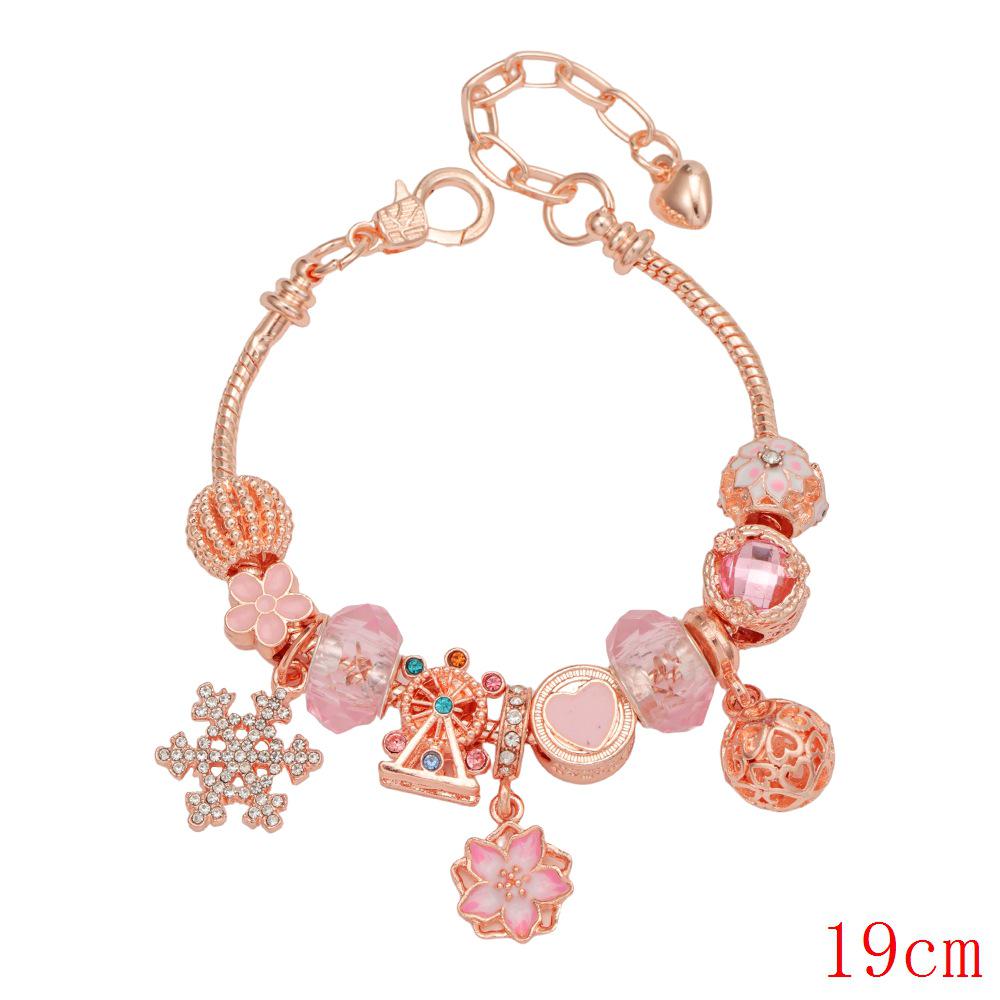 Luxury Rose Gold Sakura Snowflake Beaded Bracelet - Valentine's Day Gift