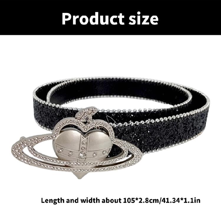 Heart Buckle Waist Belt for Women Blingbling Sequined Belt All Matching Western Belt Shimmering Belt for Jeans Pants