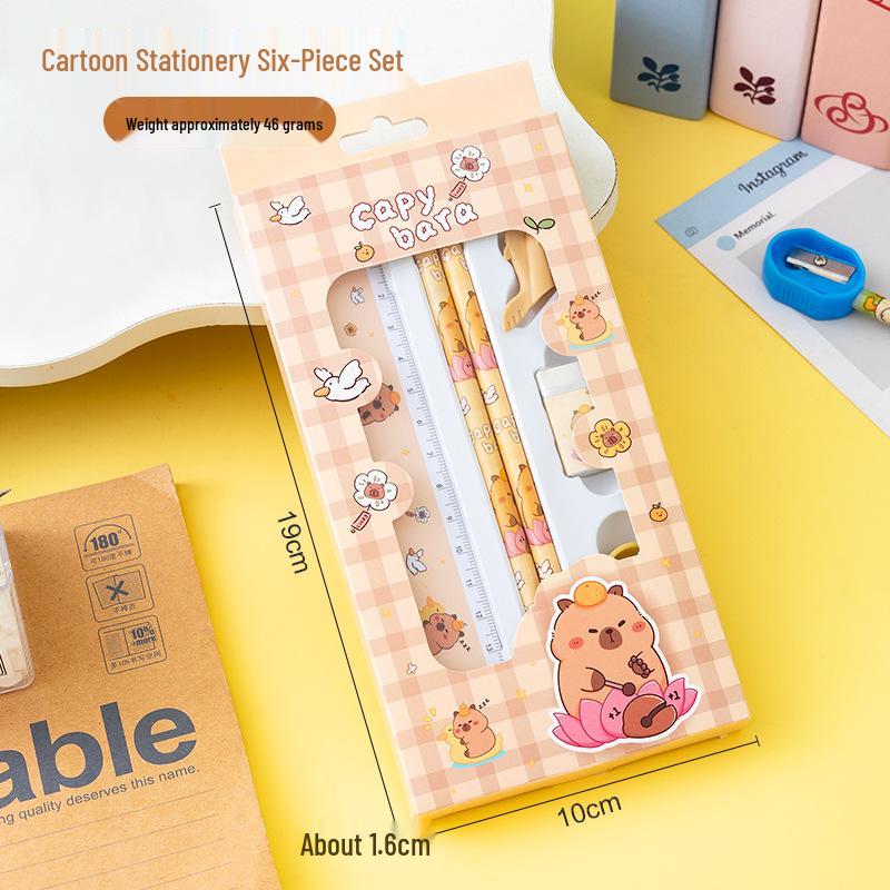 Cartoon Schreibwarenset für Kinder: Sechsteiliges Schulsaison-Bleistift-Set