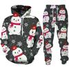 Autumn Winter Men Merry Christmas Hoodie Set Cartoon Santa Claus Clothing Male Fashion Hooded Coat Pullover Casual Streetwear