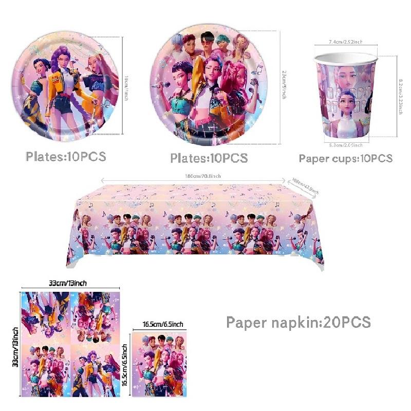 

K-pop Охота на демонов Одноразовый набор столовых приборов для вечеринки Вытягивание флага Вечеринка по случаю дня рождения Корейская K-pop Аниме-вечеринка Saja Boys Флаг Принадлежности для пикника Tableware Set A