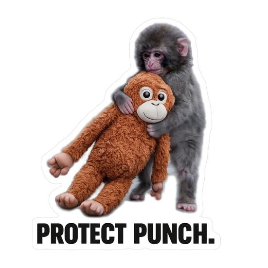 

Protect Punch The Monkey Decals Car Laptop Sticker Cute Monkey Holding Plush Toy Vinyl Stickers Easy to Apply/Remove Fun Nursery 1pc