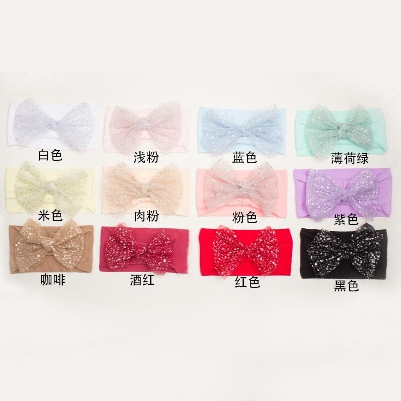 

Summer new baby hair accessories, soft nylon mesh bow headband, children s seamless headscarf jewelry