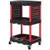 Tool Trolley. Three-tier Shelves. 4 Wheels. Plastic. 10 Hooks. Red