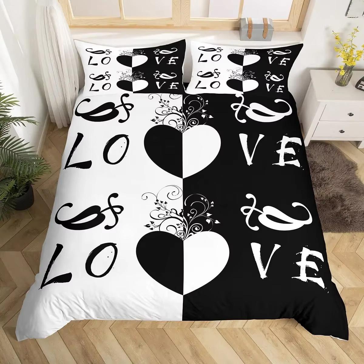Minimalist Heart Down Comforter Set Bedding Set 3-piece Duvet Cover Set 135*200cm