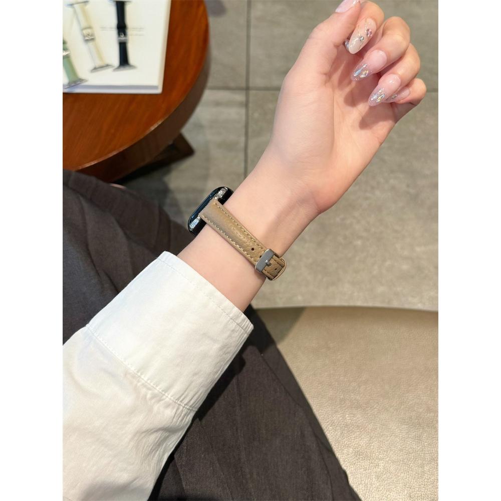 Slim Leather Strap for Apple Watch Band 44mm 38mm 41mm 49mm 45 Mm Wrist Women Bracelet IWatch Serie 11 10 9 8 7 6 5 4 SE Ultra 2 3