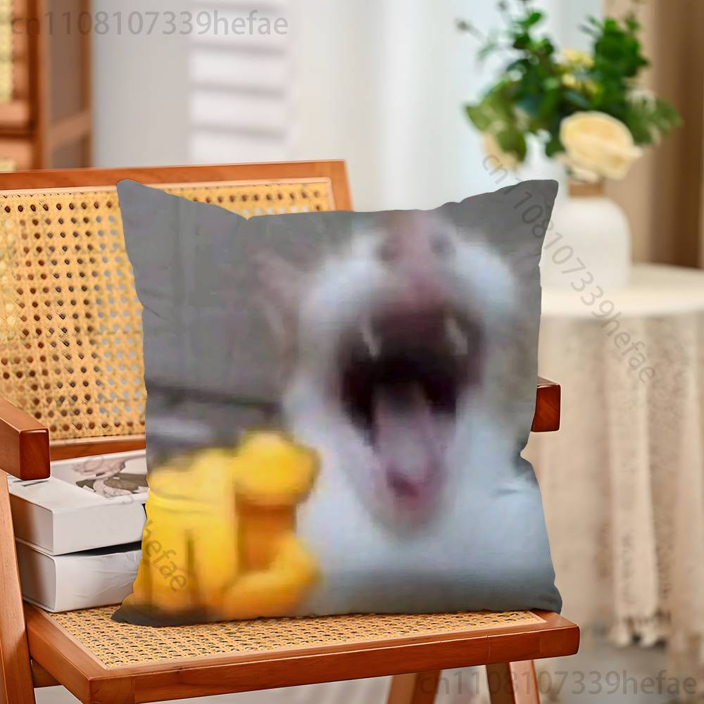 Cat Memes Funny Meme Print Polyester Pillow Case for Valentine Gift Home Sofa Cushion Cover Decoration Custom