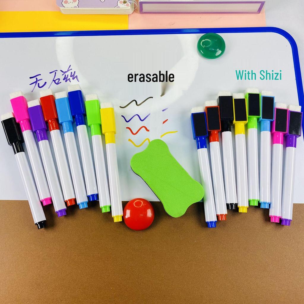 Colorful Magnetic Whiteboard Markers for Kids - Erasable, Water-Based, Black Ink