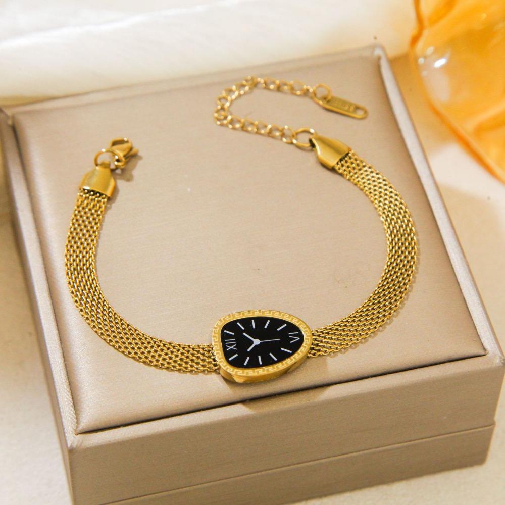 New Four-leaf Clover Bracelet Mesh Watch Bracelet Light Luxury Titanium Steel Watch Strap Chain Jewelry