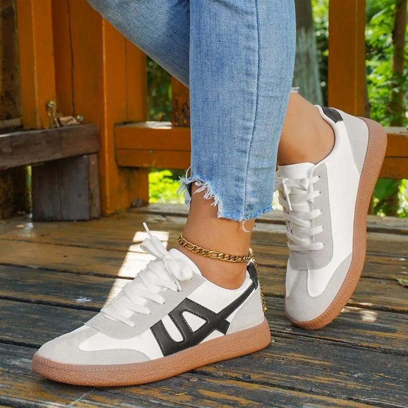 Fashion 2025 New Design Fashion Casual Shoes Lace Up Sneakers for Women Round Head Design Comfortable Sport Shoes