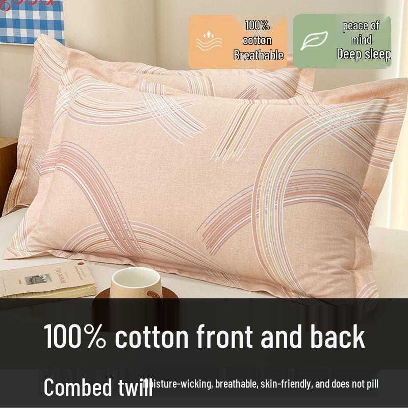 Set of Two 100% Cotton Large Pillowcases, Thick 48x74cm for Home Use
