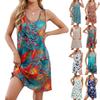 Floral Print Sleeveless Dress With Cottonlike Fabric For Casual Summer Wear