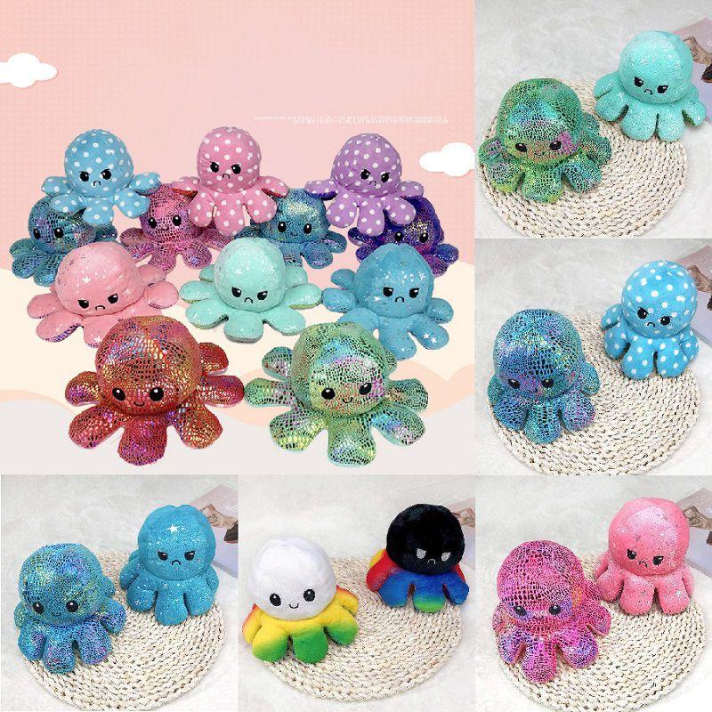 Adorable Sequin Double-sided Flip Reversible Octopus Plush Toy For Kids Joyful Moments
