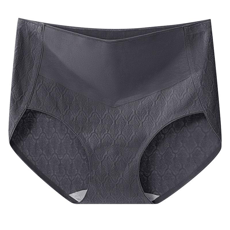 

Женские трусики больших размеров на весну и осень из хлопка 7А, бесшовные, с утягивающим эффектом, с высокой талией и антибактериальной ластовицей M серый