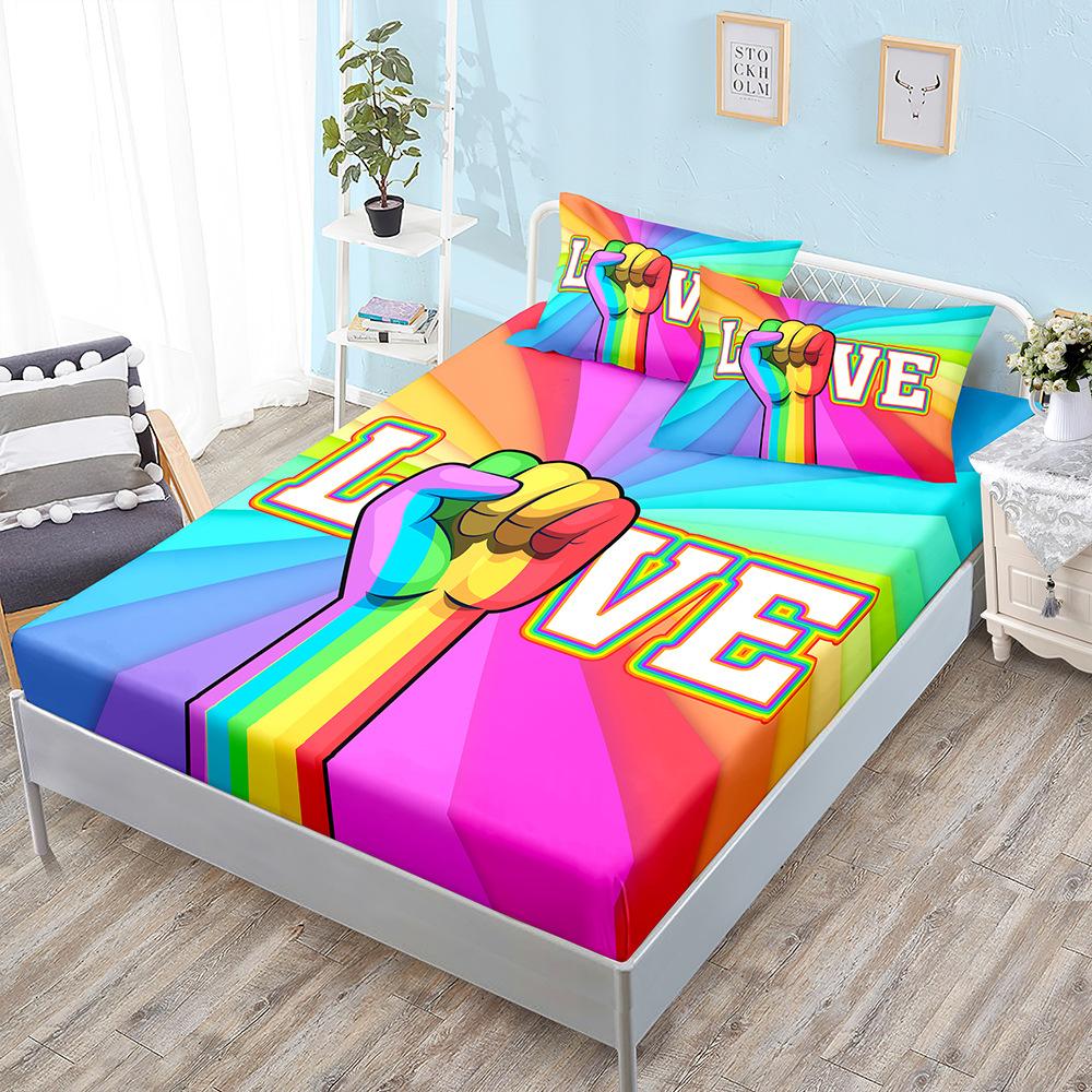 Three-Piece Mattress, Mattress Cover, Rainbow Dwarf Love Letter Mattress Cover.