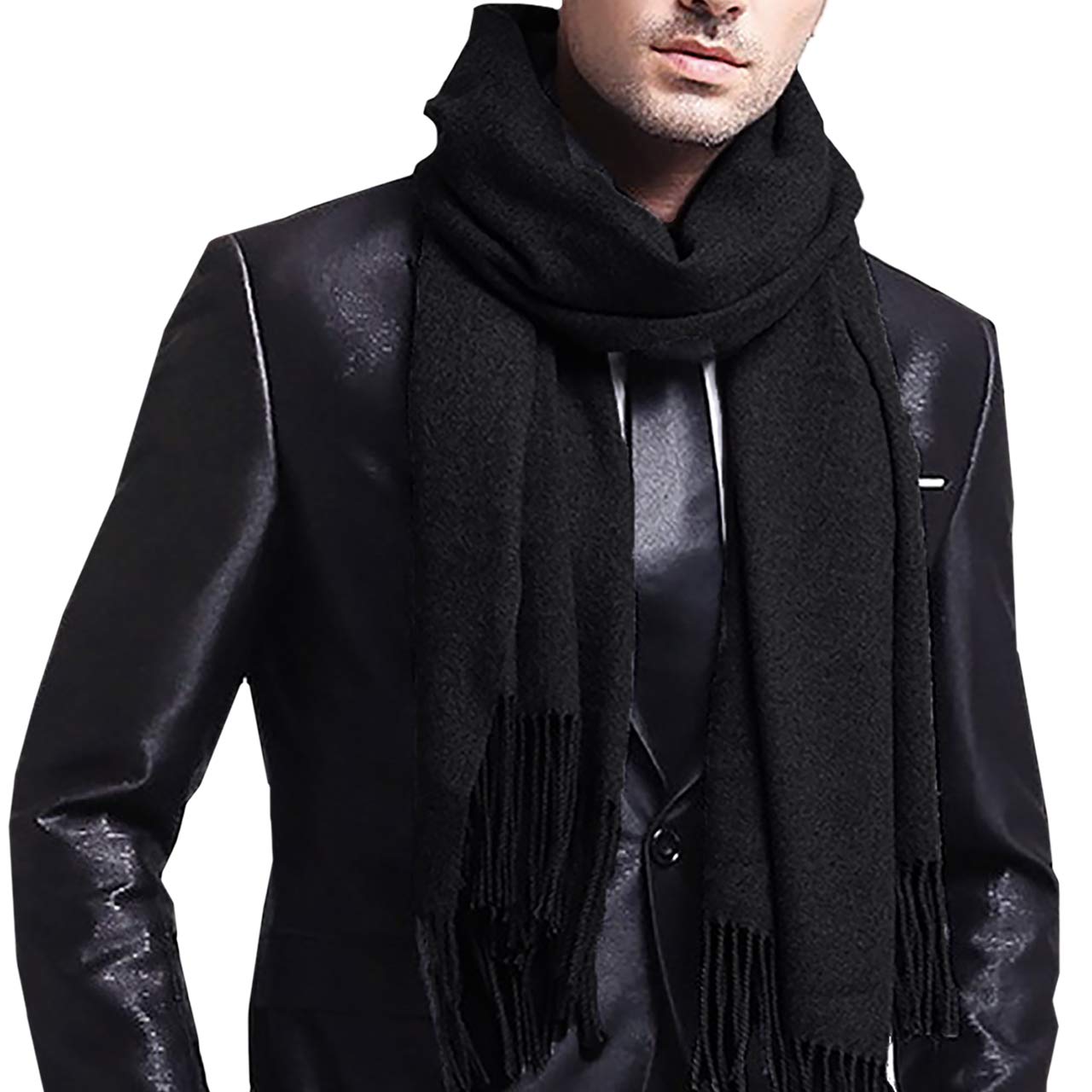 

WHITE FANG Длинный Холодный Однотонный и Шарф MA012, Осень/Зима, Защита, Цвет, Кашемировый, Для Поездок, Школа, Черный, Мужской Женский, (01 черный)