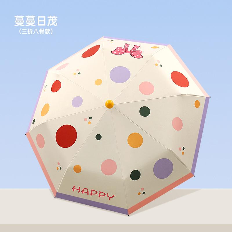 New 8-bone hand open vinyl straight umbrella red nose cartoon cute sun umbrella creative