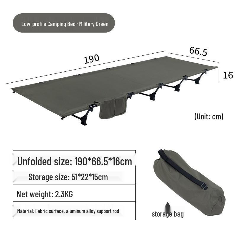 Ultra-Light Aluminum Folding Camp Bed for Camping, Office Naps, and Self-Driving Adventures