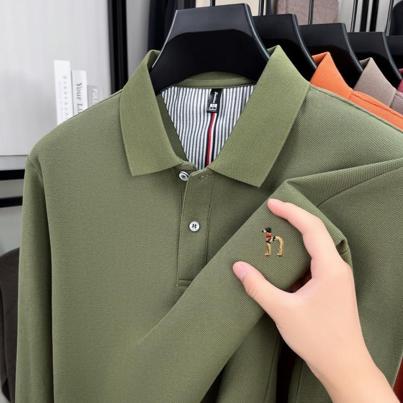 Marken-Polohemd aus 100% Baumwolle, langärmlig, leichter Luxus, neu, Cartoon-Hund-Stickerei, Herren-Poloshirt, hochwertige Modeoberbekleidung