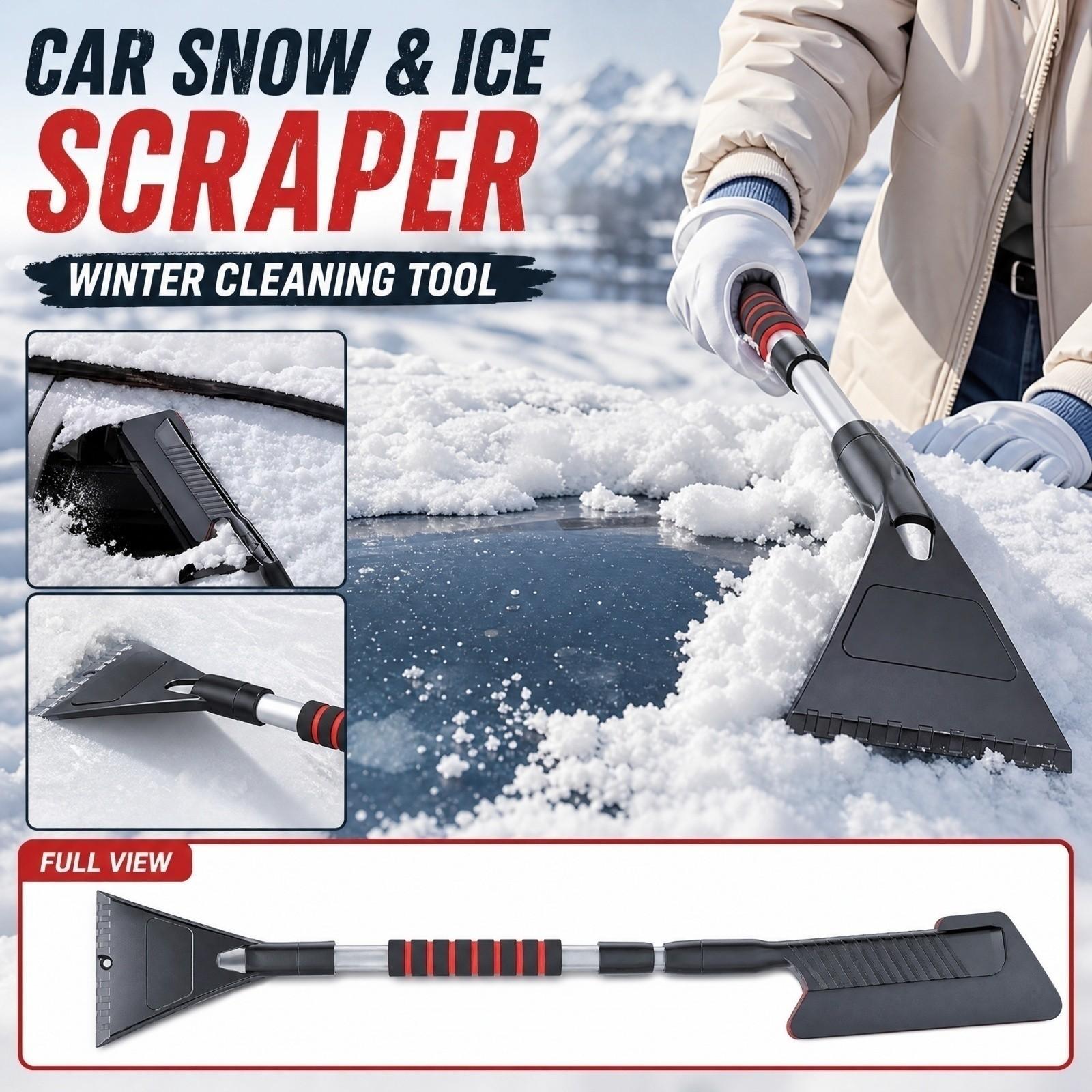 Car Snow Shovel with Removable Telescoping Ice Scraper - Multi-Functional Winter Snow Cleaning Tool for Windshield and Car one size чёрный