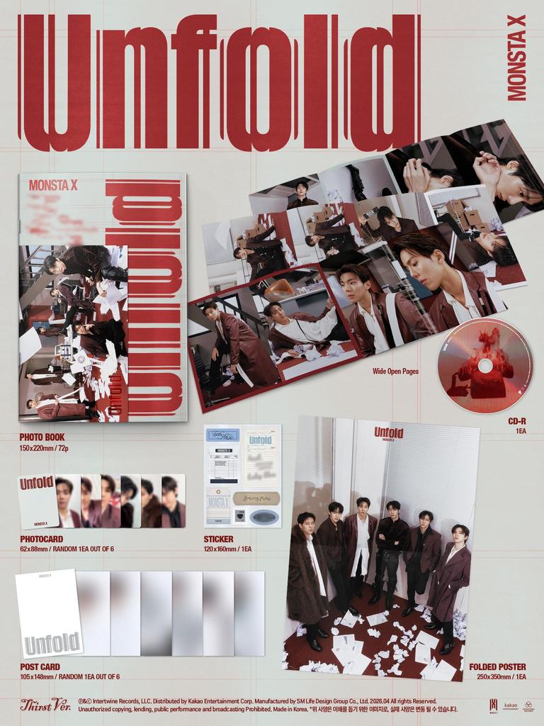 MONSTA X Unfold Kpop Album CD Photocard Official Thirst Version