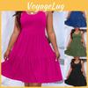 Sleeveless Midi Europeanamerican Springsummer 2024 Dress For Plus Size Women Casual Chic Solid Color Design For Everyday Wear