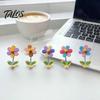 Auto-Armaturenbrett-Dekorationen 5 Stück Bunte Schüttelblumen-Deko, Harz-Regenbogen-Sonnenblumen-Ornament Wackelnde Blumen mit Anti-Rutsch-Pad, Niedlicher Wackelkopf für