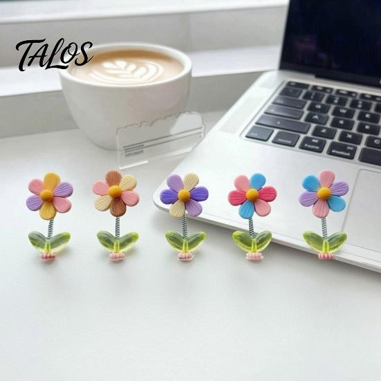 Auto-Armaturenbrett-Dekorationen 5 Stück Bunte Schüttelblumen-Deko, Harz-Regenbogen-Sonnenblumen-Ornament Wackelnde Blumen mit Anti-Rutsch-Pad, Niedlicher Wackelkopf für