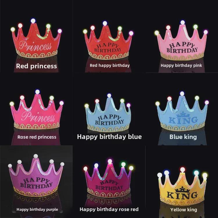 LED-Blinkender Geburtstagskronenhut für Kinder – Leuchtendes Party-Accessoire