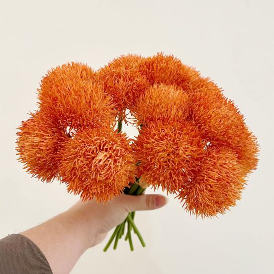Artificial Dianthus Stem Realistic Fake Green/Orange/Yellow Tricks Plant for Vase Home Office Wedding Decoration Flower Arrangment