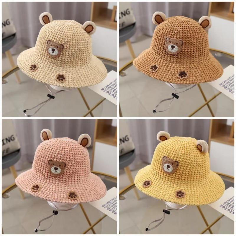 2--8 Years Old Children Cute Visor Hat Big Brim Summer Boys Hat Beach Girls Bucket Hat Straw Hat