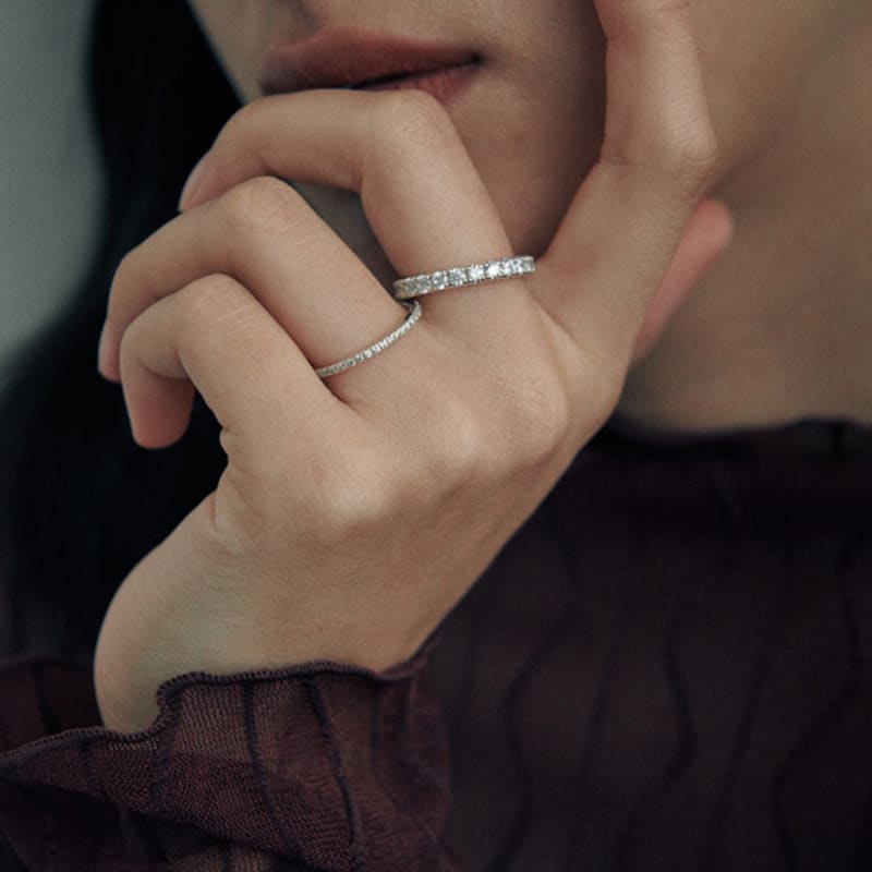 green [925 silver] Five.silver.219 / thick handle dew ring