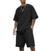 Men'S Color Casual Round Neck Short Sleeved Shorts Two-Piece Set