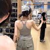 Women's Summer Hot Girl Pure Style I-Back Tank Top with Chest Pad, Solid Color, Versatile Sports Design