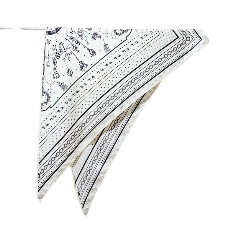 Summer Atmosphere Wearing Belt Waist Seal Twill Silk Simulation Silk Cool Triangle Scarf Cashew Print Women's Silk Scarf