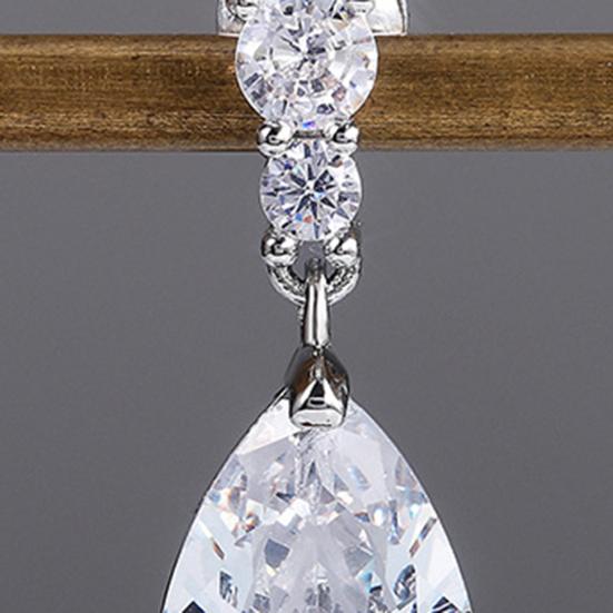 1 Pair Women Drop Earring Water Drop Shape Cubic Zirconia Dangling Earrings