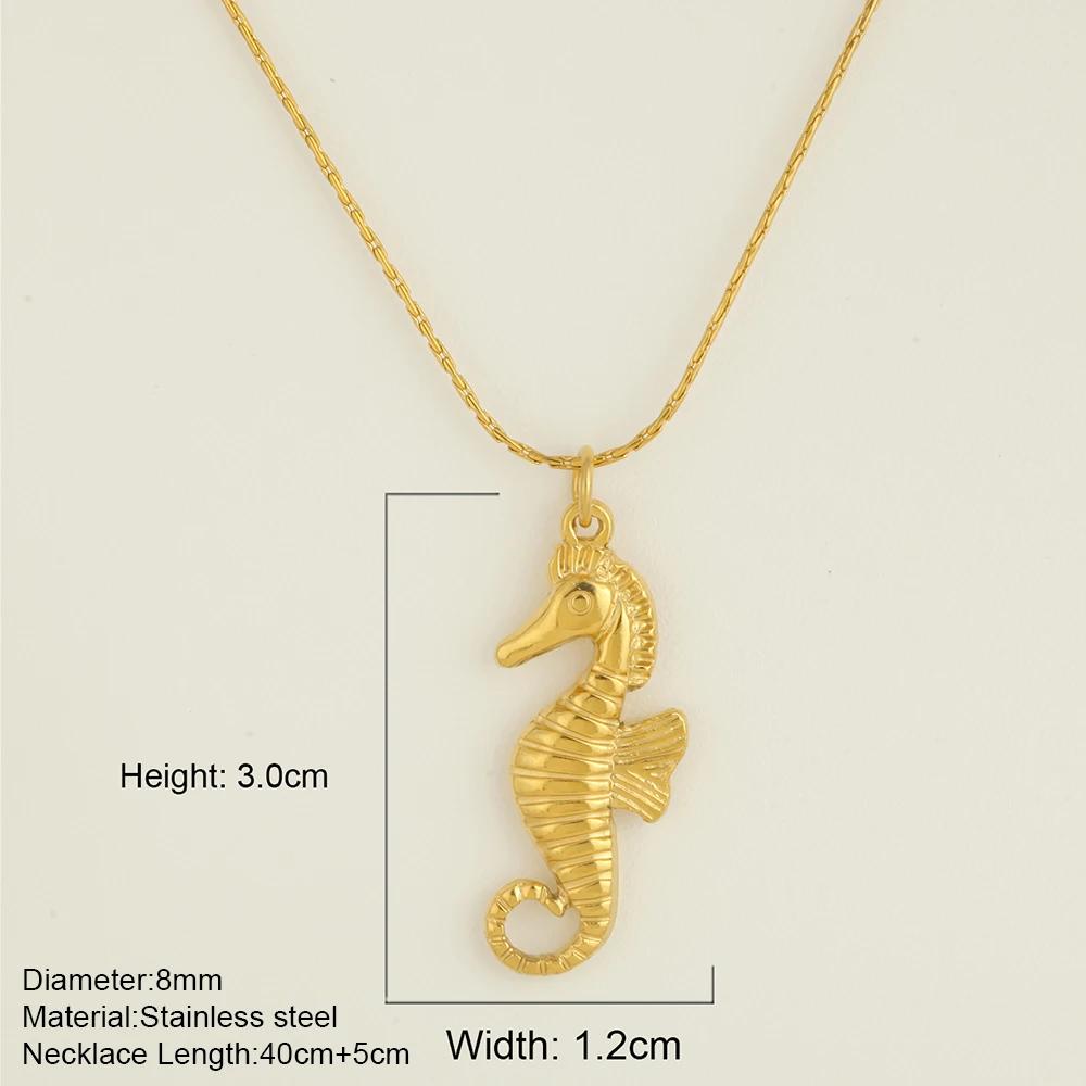 Ocean Series Guld Choker Rostfritt Stål Hänge Halsband för Kvinnor Snäcka Sjöstjärna Hängen Kvinnors Chunky Smycken Tillbehör